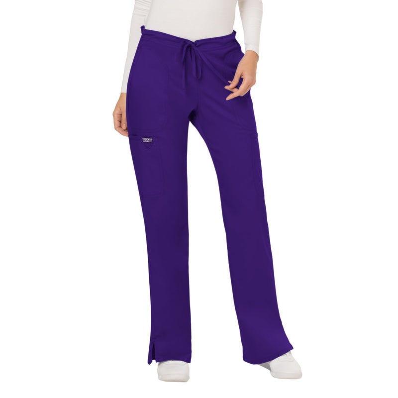 Cherokee Scrubs for Women Mid Rise Moderate Flare Drawstring Pant with 5 Pockets, Ultra Soft & Breathable Fabric - WW120 - WW120, M, Grape - Image 1